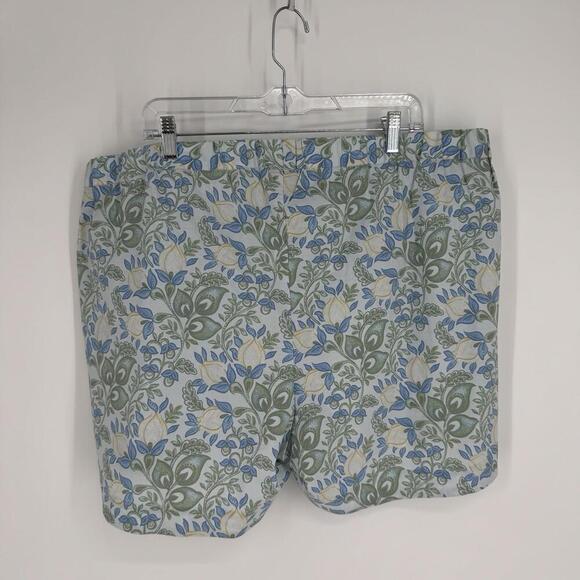 summersalt shorts 1x blue floral poplin organic cotton pull on poolside plus - Picture 5 of 5